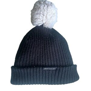 OBERMAYER Junior Hat Black With Pom-Pom Wool Blend Ski Hat Style # 08410